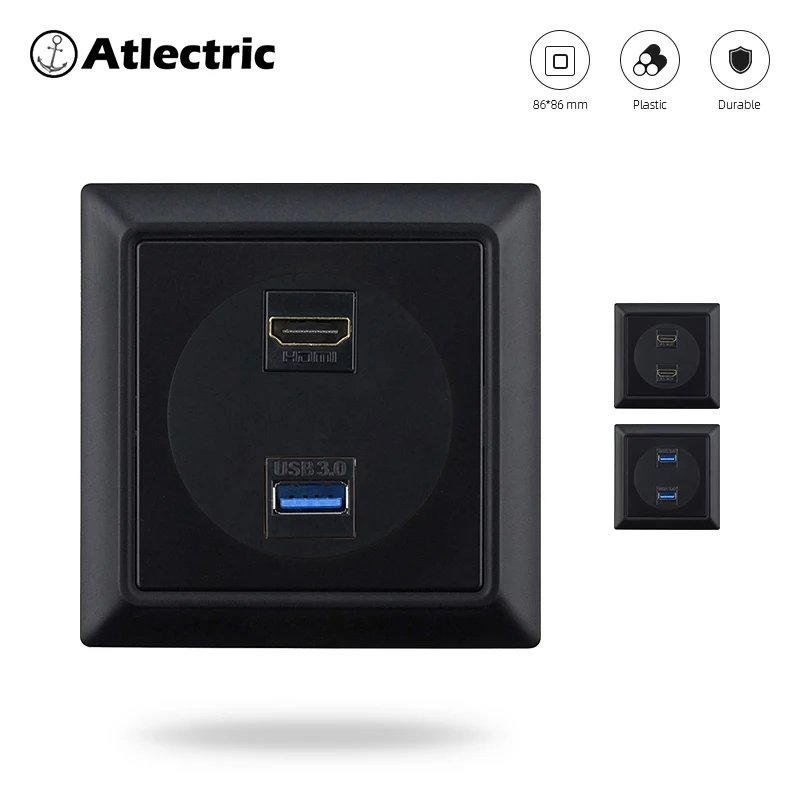 Atlectric Двойной HDMI HD TV USB разъем для передачи данных и телевизионная Ретро панель