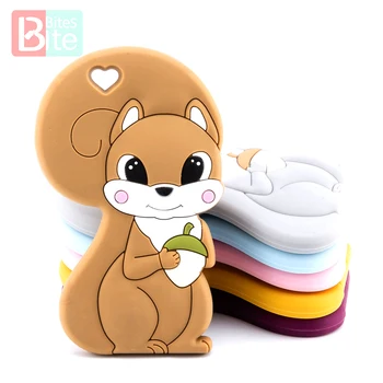 

10PC Baby Silicone Teether Squirrel Food Grade Silicone Rodent Pendant For Pacifier Baby Goods Baby Teethers For Teeth BPA Free