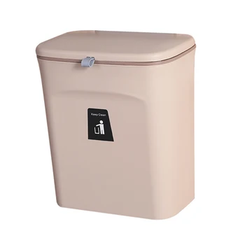 

Hanging Trash Can for Kitchen Cabinet Door with Lid Wall Mounted Counter Waste Bin Plastic 3 colors