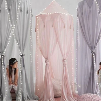 

Hanging Mosquito Net For Kid'S Baby Bed Canopy Bedspread Bedding Mosquito Curtain Round Dome Cotton Curtain Home Decor FJ26