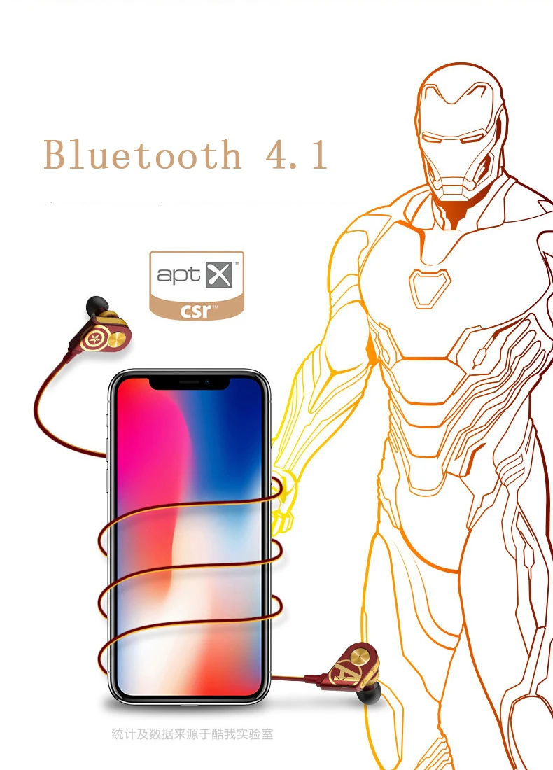 K1 Marvel серии беспроводные Bluetooth наушники спортивные наушники-вкладыши с шейным креплением