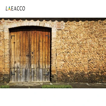 

Laeacco Brick Wall Photophone Old Stone Wall Rural Door Photography Backdrops Grunge Baby Portrait Photo Backgrounds Photozone
