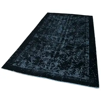 

170x290 Cm Black Handmade Over Dyed Rug-6x9 Ft