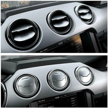 

3pcs Aluminum Alloy Air Condition Vent Trim Auto Silver Outlet Center Console Cover Car Dashboard Accessories For Ford Mustang