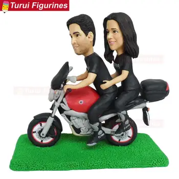 

motorcycle wedding silhouette motorbike couple bride groom cake toppers bobblehead