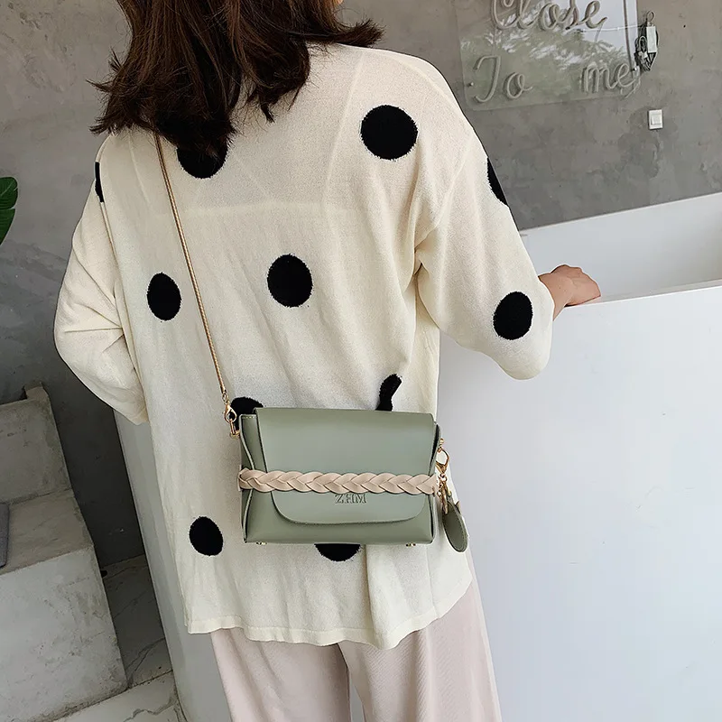 

JIULIN 2019 summer new twist braided small square bag girl's chain single-shoulder bag.