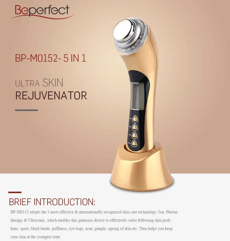  2019 New Home Use 5 in 1 ultrasonic anti aging wrinkle machines Galvanic Spa 3MHZ Ultrasonic Photon - 4000133924032