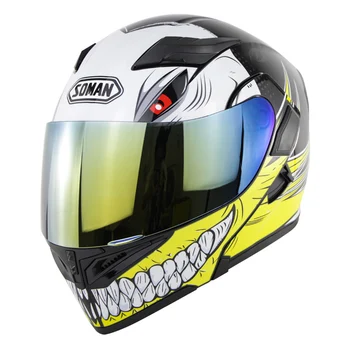 

Classic casco capacete moto Dot/GB Approved Soman SM-X5 Retro Flip up Dual Visors Full Face Motorcycle Helmet+K5 Multi Lens