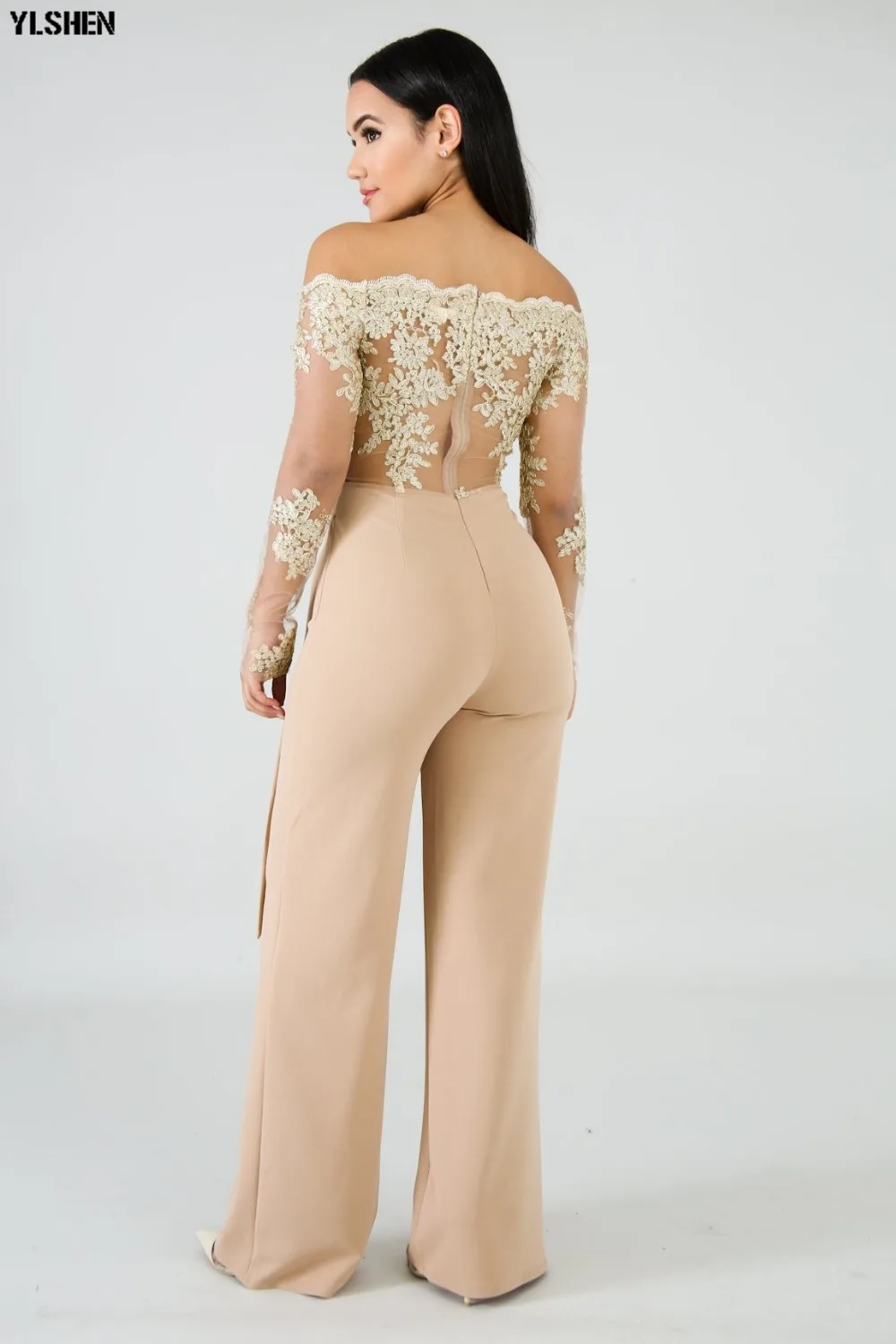 Women Jumpsuit Sexy Lace Ladies Jumpsuits Party Casual Wide Leg Overalls Off Shoulder Long Sleeve Romper Skinny Rompers Trousers 31