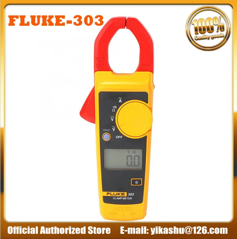 

FLUKE 303 Clamp Multimeter AC/DC Handheld 600A 30mm Jaw Opening 4000 with Backlight