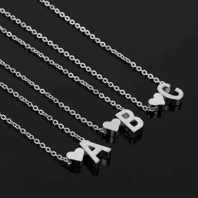 Fashion Tiny Heart Initial Necklace Personalize Letter Name Choker Necklace For Women Alphabet Pendant Jewelry Accessories Gift Fashion Tiny Heart Initial Necklace Personalize Letter Name Choker Necklace For Women Alphabet Pendant Jewelry Accessories Gift