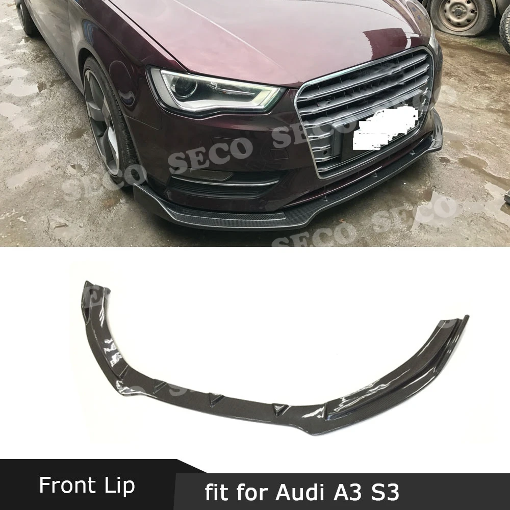 

For Audi A3 Sline S3 Sedan 4 door 2014 2015 2016 Front Lip Spoiler Carbon Fiber Head Bumper Shovel Car Styling