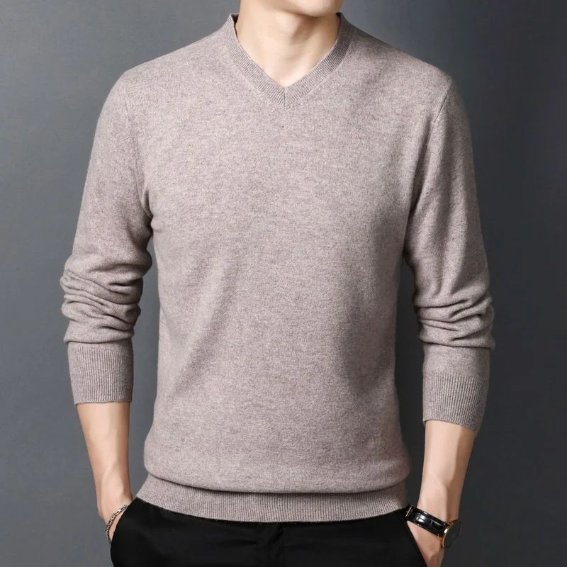 Sweater Men Clothes Autumn and Winter The New All Wool Casual V-neck Hedging Cashmere