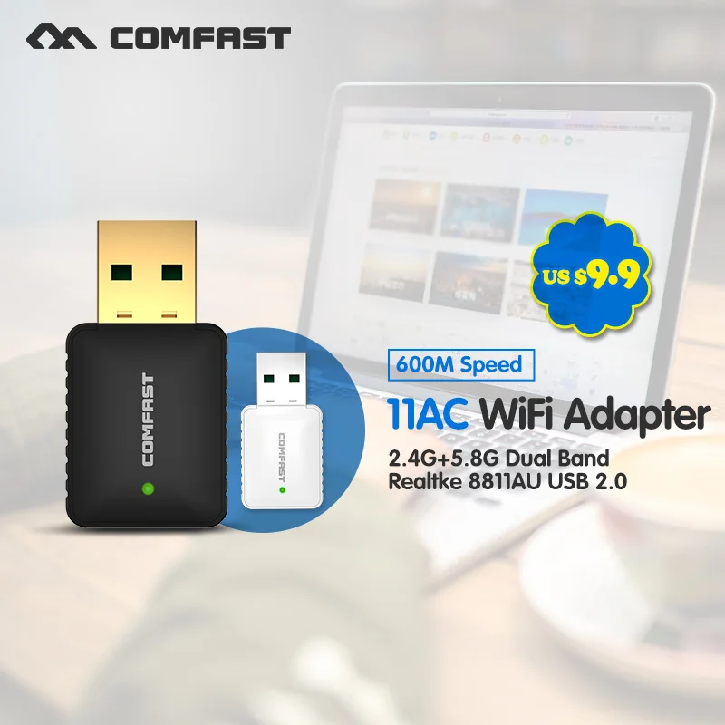  915AC AC600 мини USB Wi Fi адаптер двухдиапазонный 2 4 + 5 ГГц беспроводной ключ WiFi 600MComputer LAN