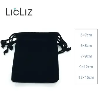 

New Black Velvet Pouches for Jewelry Packaging 50pcs per Lot Gifts Velvet Bags 5 Sizes 5x7cm 6x8cm 7x9cm 9x12cm 12x16cm