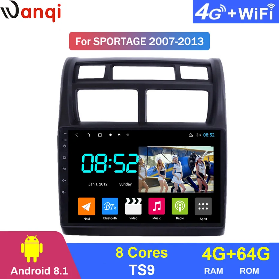 Android 8,1 автомобильный DVD 1din мультимедийная Navi система для KIA Sportage 2007-2013 Автомобильный gps навигатор стерео wifi головное устройство BT SWC wifi