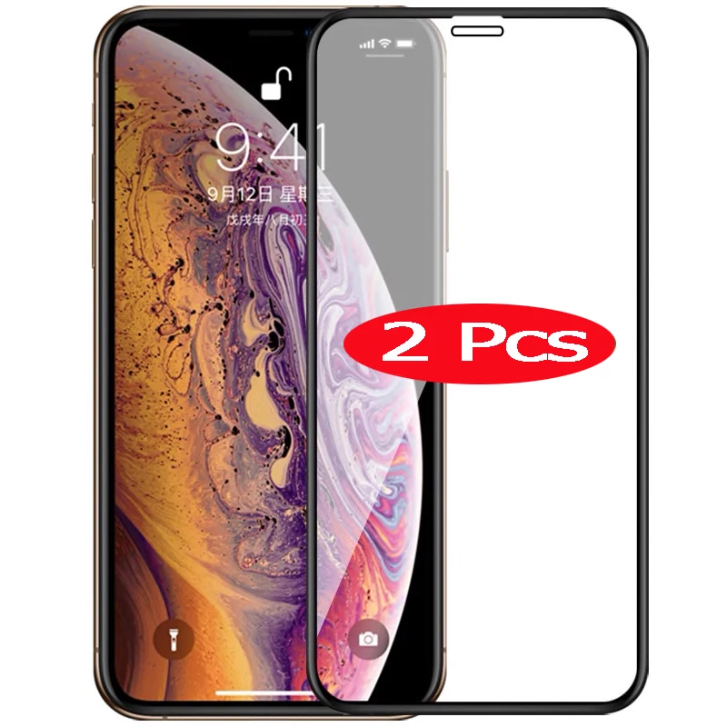 

2 Pcs For iphone 11 Pro MAX Tempered Screen Protector 9D Curved Edge Glass Film For iphone 6 7 8 Plus iX iXR iXS MAX i11 Film