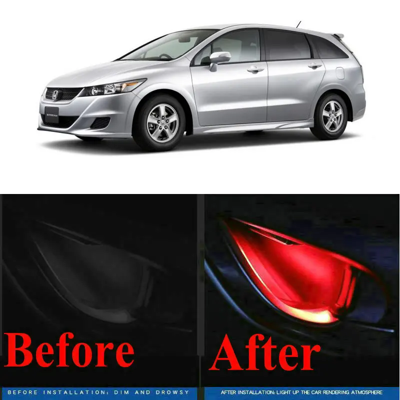 

4pc CF style stickers on cars interior inside door handle atmosphere lamp for Honda LOGO (GA) STREAM clarity crz crosstour