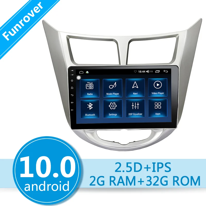 FUNROVER Android 10 0 2.5D IPS для Solaris Accent i25 2010 2016 автомобильный Радио мультимедийный видео