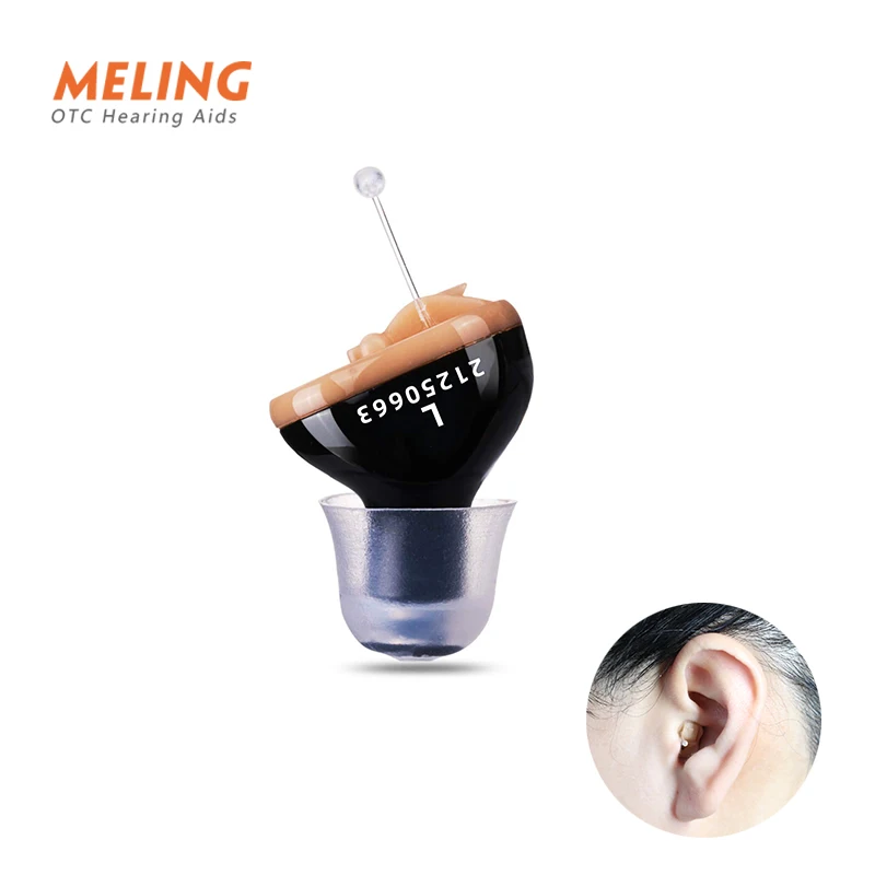 Hearing Aid Meling Q10 Invisible Portable Black Hearing Impairment Battery CIC Mini Amplifier for Elderly Deaf
