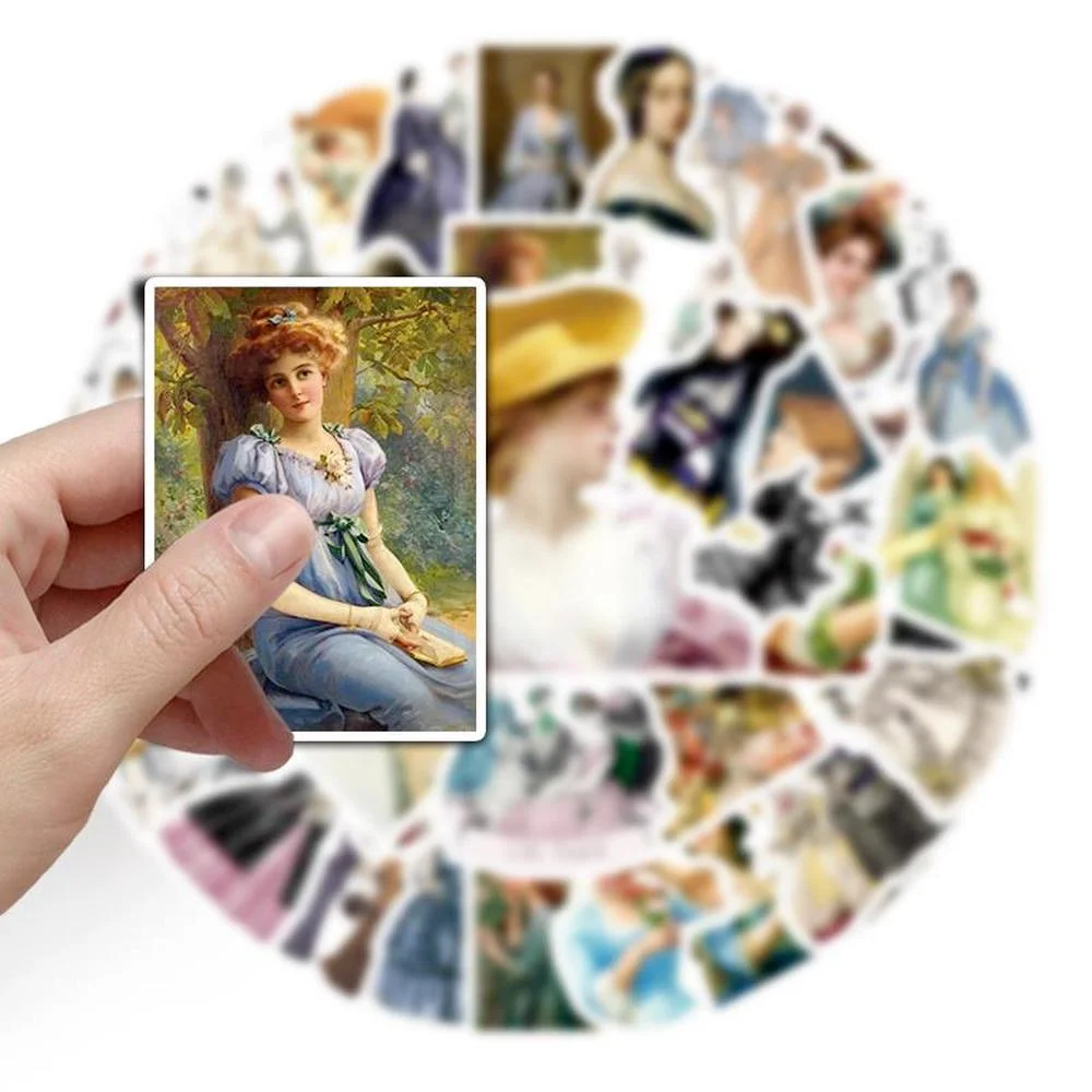 Vintage European Ladies/Tickets Old Peper Stickers DIY Scrapbooking Label Diary Sticker Retro Character Stickers 50Pcs/Pack