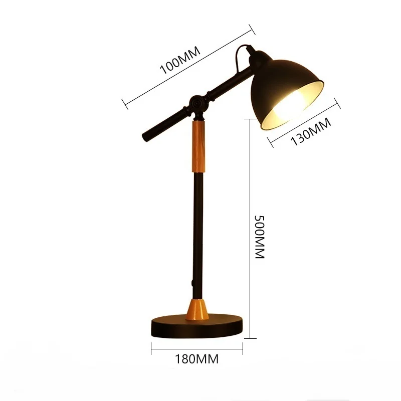 

Black iron wood table lamp desk lamp for bedroom