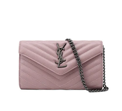 Роскошная дизайнерская сумка через плечо, мини-сумка на цепочке, сумка через плечо, сумка-клатч, сумка-конверт для женщин и девушек, для офиса, на каждый день - Цвет: Розовый