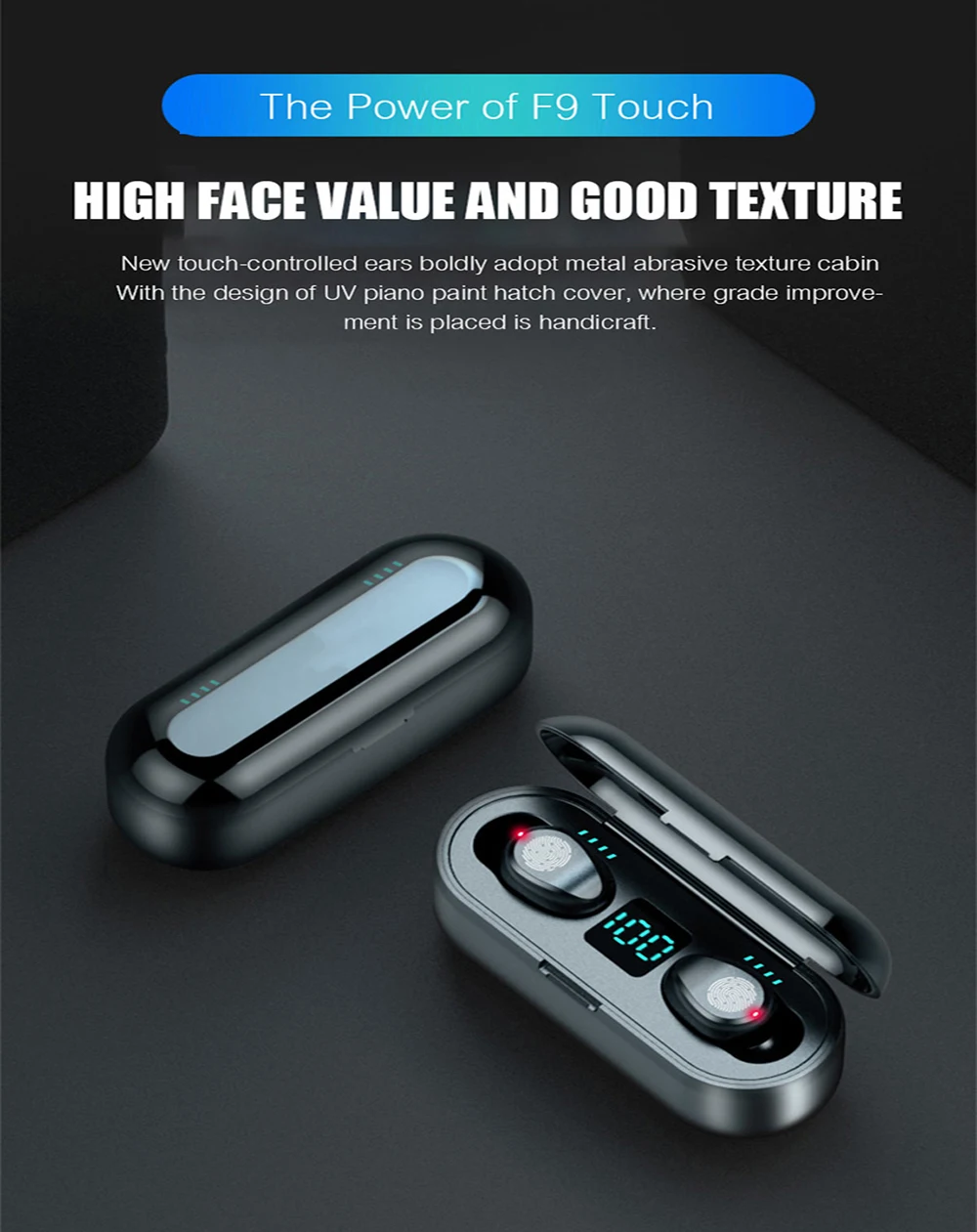 New F9 Wireless Headphones Bluetooth 5 0 Earphone TWS HIFI Mini In ear Sports Running Headset Support iOS Android Phones HD Call