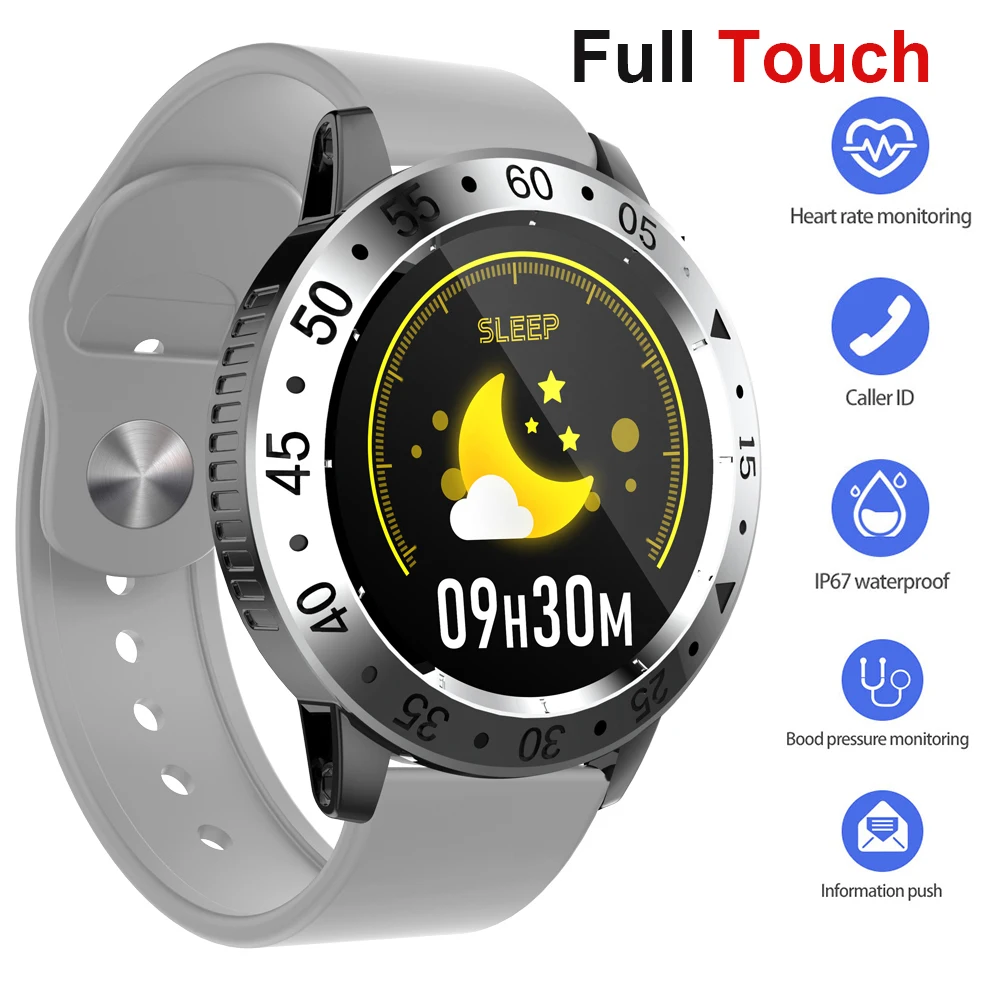 Smart Watch Men Women Full Round Touch Screen Steel Case IP67 Waterproof Heart Rate Monitor Blood Pressure Smartwatch