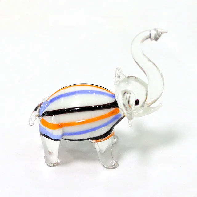 Handmade Murano Glass Elephant Figurines Home Room Desktop Christmas Decoration Ornaments Miniature Rural Style Animals Statue black