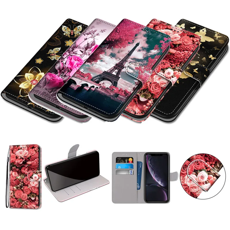 Cute Cat Leather Case For Meizu M8 V8 Pro X8 Book Style Phone Bag Footprint Tiger Wolf Butterfly Boy Girl Fundas | Мобильные