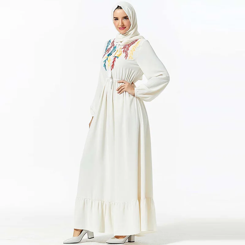 Abaya/платье в национальном стиле; мусульманское плиссированное платье с вышивкой и поясом; женское консервативное длинное платье в дубайском стиле