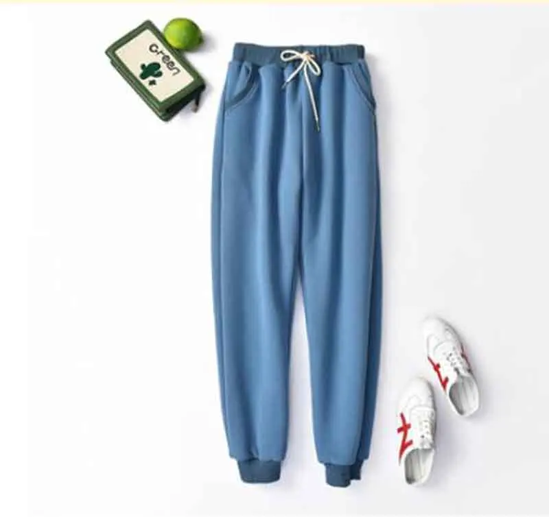 Winter Cashmere Harem Warm Pants Womens Velvet Thick Cotton Lambskin Pants Streetwear Loose Causal Joggers Women Trousers S-3XL - Цвет: Небесно-голубой