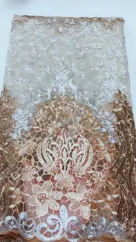 

Fashion African Lace Fabric High Quality Pink Lace Nigerian Lace Fabric 2020 High Quality Lace With Beaded 5yards YYZ268