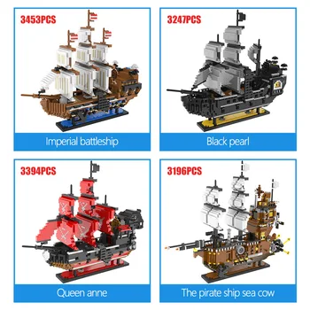 

LOZ Mini Diamond Blocks Creator Caribbean Pirate Sailing Black Pearl Ship Boat 3D Model DIY Building Bricks Toys for kids gift