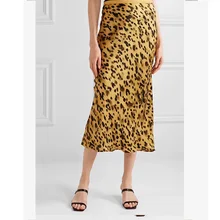 Высококачественная Женская новейшая шелковая желтая леопардовая юбка с принтом животных-Женская леопардовая юбка с высокой талией