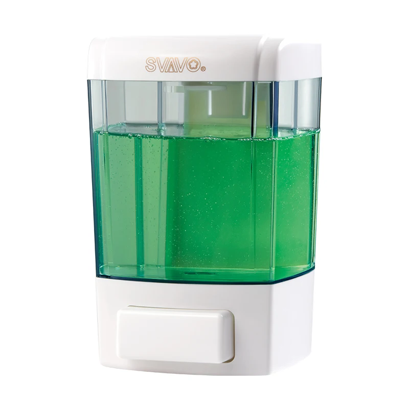 

SVAVO Manual Soap Dispenser Wall Mounted 700ML Transparent Bottle Hand Wash dispenser with Safety Lock for Hotel Bathroom