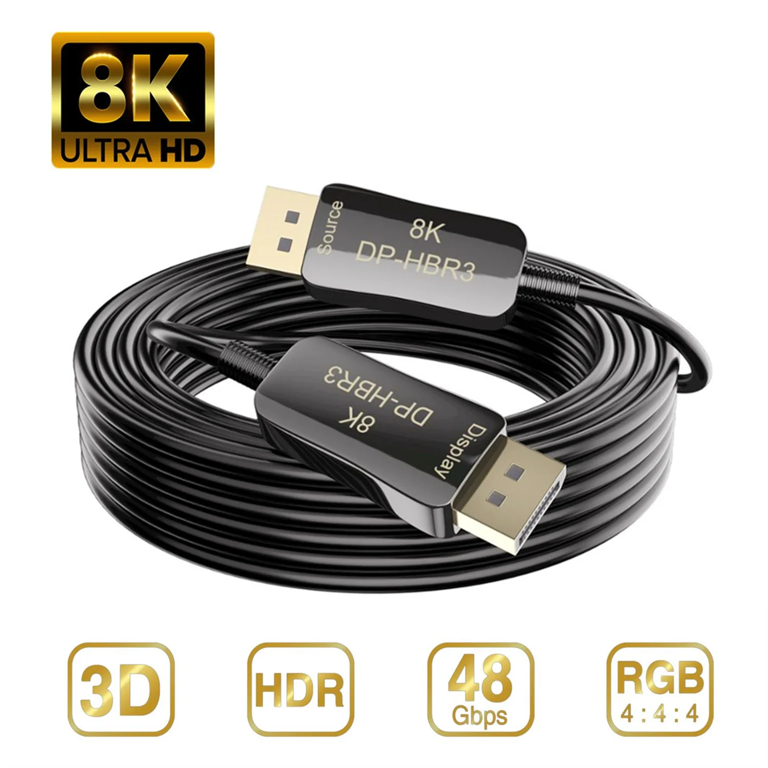 

DisplayPort 1.4 8K Fiber optic cable DP to DP Ultra High Speed 32.4Gbps 8K@60Hz 4K@144Hz HDR For computer Projector Gaming Video