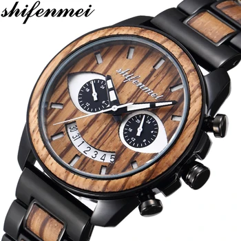 

Shifenmei Wood Watch Mens Watches 2020 Luxury Brand Chronograph Men Clock Sport Waterproof Wristwatch Quartz Wooden Watch Male