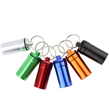 

6pcs Bottle Small Outdoor Medicine Container Portable Pill Case Aluminum Alloy Travel Multifunctional Storage Capsule Key Ring
