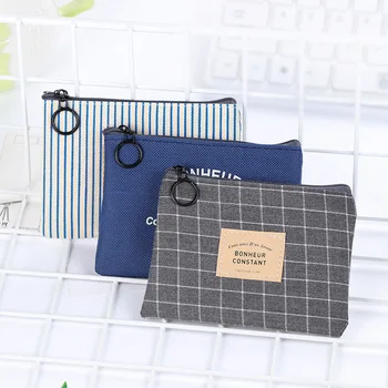 

1PC Unisex Canvas Purse Card Key Mini Purse Pouch Canvas Bag Small Zipper Coin Purse Card Holder Wallet Four Colors Available