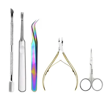 

5Pc Manicure Tools Set Nail Scissors Clipper Cuticle Remover Nail Pusher Pedicure False Nail Tip Cutter Toenail Lifter Corrector