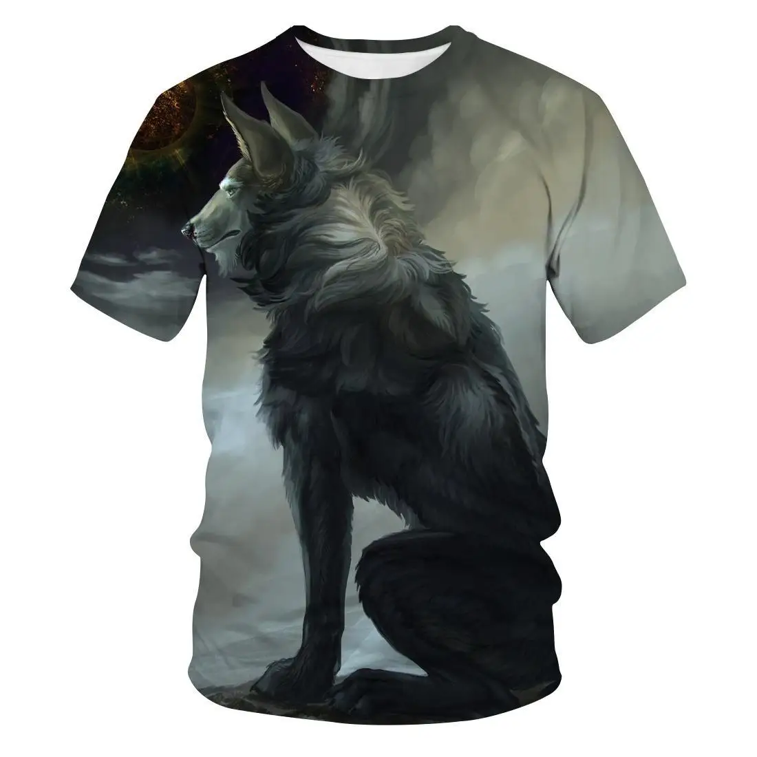 Summer Men Wolf 3D Print T-Shirt Casual Short Sleeve Tees O-neck Wolf Pattern T-shirt Cool Funny Animal Children