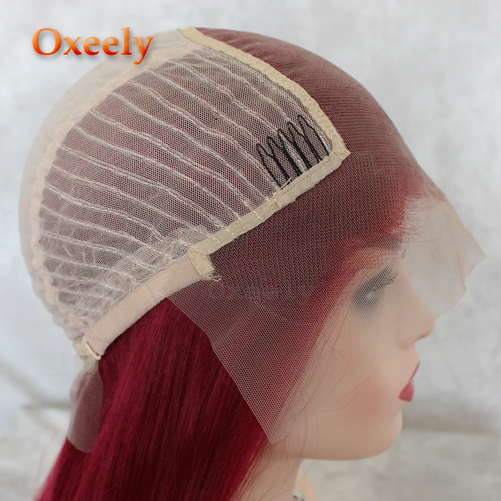 Oxeely рыжие волосы синтетический Синтетические волосы на кружеве парики прямые накладные волосы натуральных волос 13x6 кружева парик с детскими волосами термостойкий парик для черных женщин