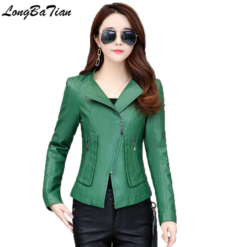 Plus size green leather jacket Clearance