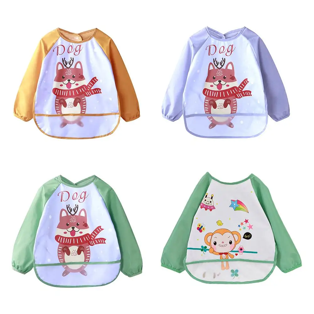Spring Summer Waterproof Newborn Practical Convenient Comfortable Stylish Feeding Bib Food Catcher Apron Painting Clothes | Детская