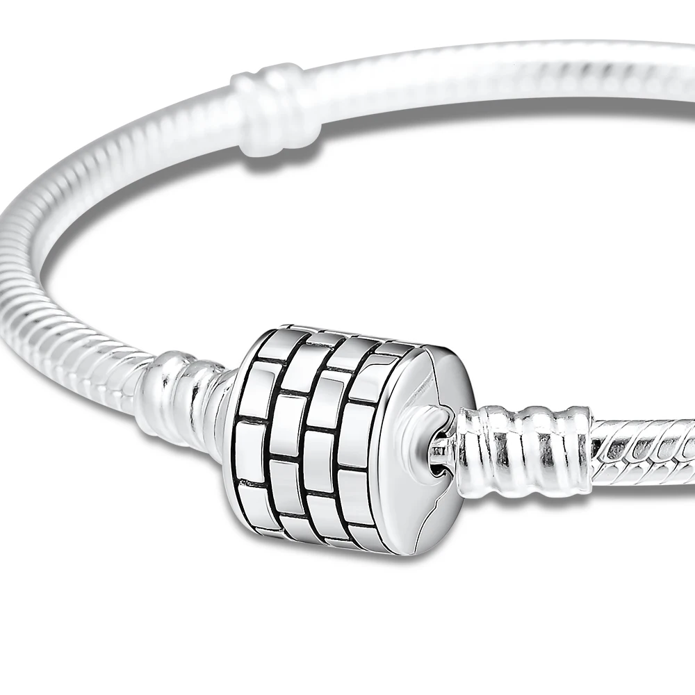 Authentic 925 Sterling Silver Barrel Clasp Bracelet For Women Barrel Clasp Bracelet