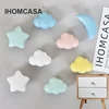 IHOMCASA קרמיקה עננים כוכבים ירח וו ידית חדר ילדים ידיות ריהוט מלביש מגירת ידית ארון קיר דלת ידיות