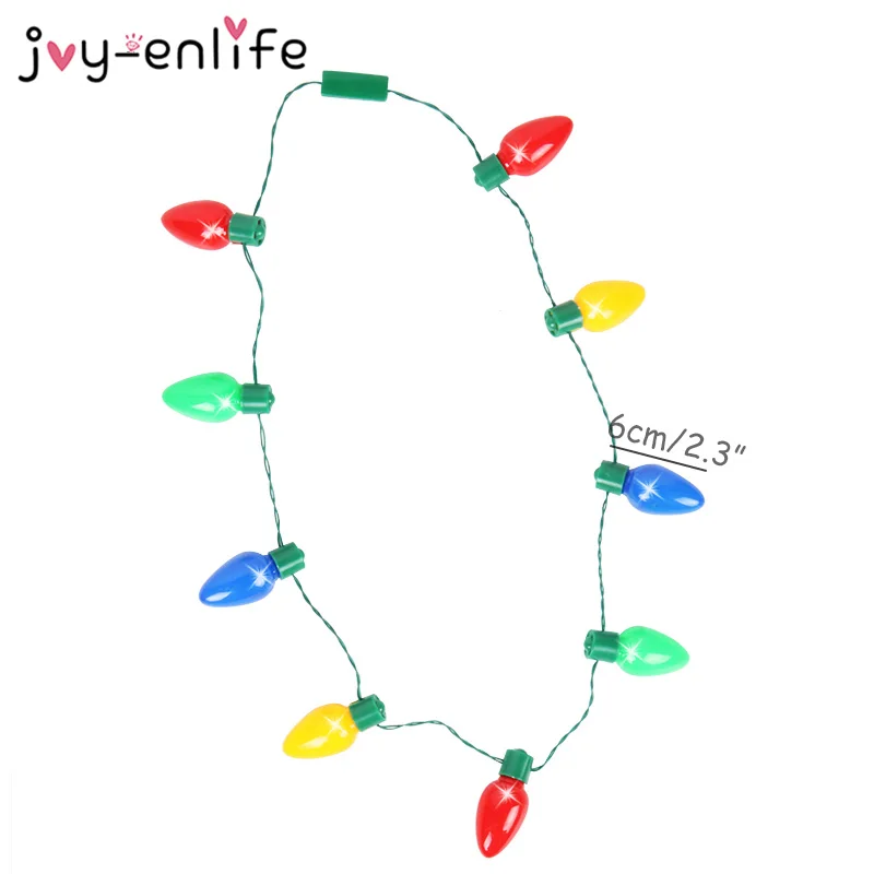 LED Light Up Christmas Bulb Necklace Glowing Party Favors Ugly Xmas Sweater Accessories Christmas Decoration For Home