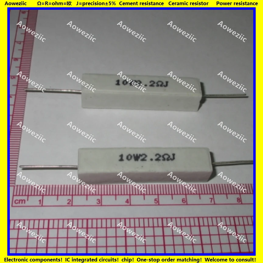 

Горизонтальный цементный резистор RX27 10 Вт 2,2 Ом 2,2 RJ 10W2R2J 10W2.2RJ ohm, керамическое сопротивление, точность 5%, сопротивление мощности, 10 шт.